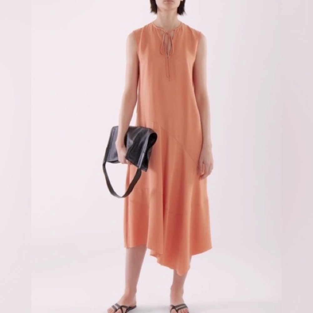 COS Sleeveless Fluid Lyocell Dress In Peach